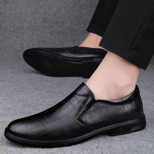 Mens Dress Oxford Shoes Faux Leather Office Slip-on Breathable Anti-Slip Non Slip Rubber Sole Block Heel Low Top Office3