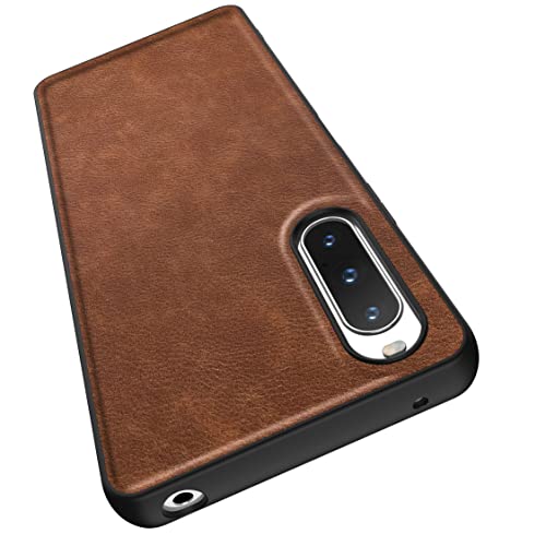 Kqimi Hülle Kompatibel mit für Sony Xperia 10 V, Premium Leder Handyhülle Dünn Stilvolle Weicher Griff Stoßfeste Anti-Kratzschutz Schutzhüllen für Sony Xperia 10 V 2023 (Braun)