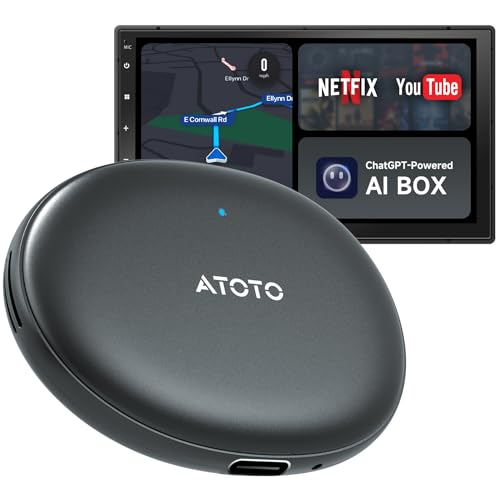 Wireless CarPlay Adapter Android Auto - Smart AI Magic Video Box with Built-in Android Multimedia System, Enjoy Video & Music Apps, Navigation, AI Voice, Plug & Play for Factory Wired CarPlay Car