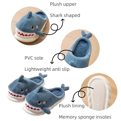 Animal slippers for Women Men Cute Shark Slippers Cozy adult home winter fuzzy cotton slippers4