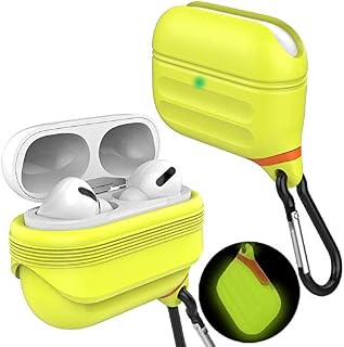 HALLEAST Airpods Pro 2/Pro CaseWaterproof Cover Support Wireless Charging Front LED Visible Compatible Apple Airpods Pro 2 2022/ Airpods Pro 2019,Night Glow Yellow
