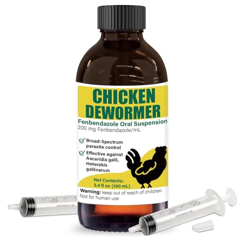 Dewormer for Chickens Poultry Fenbendazole for Chicken Dewormers Tapeworms Roundworms & Hookworms with Measuring Syringe 100ml