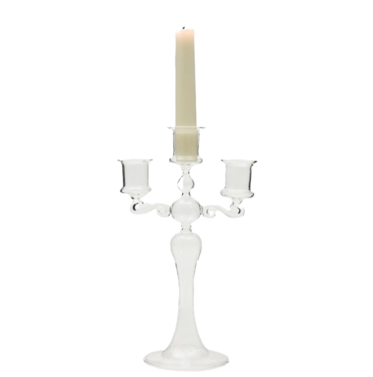 Porta Candele Candelabro Portacandele in Vetro A 3 Bracci, 3 Rami, Portacandele per Matrimoni, Decorazioni per La Casa Portacandele candeliere(Transparent)