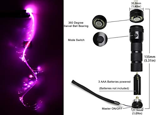 AZIMOM LED Fiber Optic Dance Whip Space Whip 6ft 360° Swivel 40Display Battery Power Mode Pixel Whip Rave Flow Super Bright Light Up Whip for Party Dancing EDM Show Music Festival