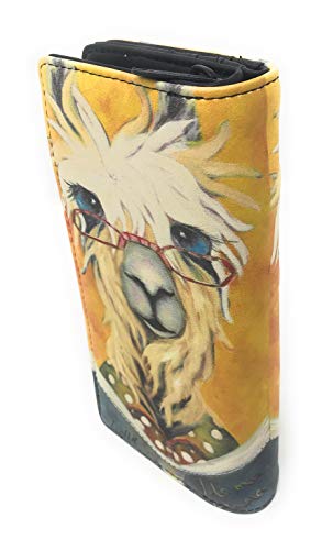Shag Wear Llama Reading Bedtime Stories Large Wallet for Women and Teen Girls Vegan Faux Leather 7"2