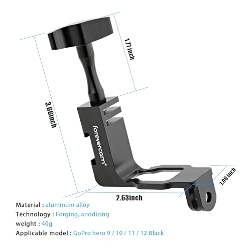 Forevercam Aluminum 90° Vertical Elbow Mount Adapter Compatible for Gopro Hero Hero 13/12/11/10/9, Black - Image 3