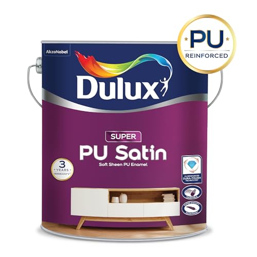 Image of Dulux Super PU Satin Rich brown Enamel Paint Solvent Based | Premium Soft-Sheen Finish For wooden, metal, & masonry surfaces| Washable, quick drying, and stain resistance, 3 Yr. Warranty - Rich brown - 1 Ltr