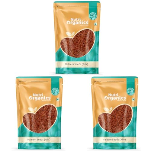 Image of NutriOrganics Halim Seeds 250 grams - Aliv Seeds | Haleem Seeds | Seeds for Eating | Immunity Booster Superfood | Asaliya, Garden Cress Seeds (Pack of 3)