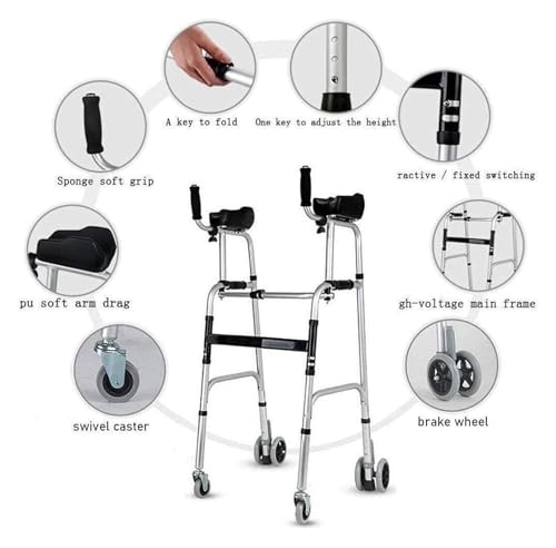 Déambulateur médical à 4 roues avec coussin support d'accoudoir - 5