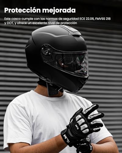 Miniatura 3 de Ilm Casco Moto Hombre Mujer Modular Homologado Ece22.06 Modelo 159,Negro Mate,M