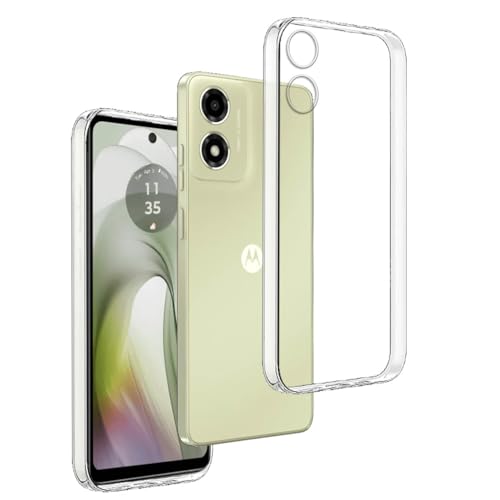 REY Funda Carcasa Gel Transparente para Motorola Moto G04 4G   Moto G04s 4G   Moto E14 4G, Ultra Fina 0,33mm, Silicona TPU de Alta Resistencia y Flexibilidad