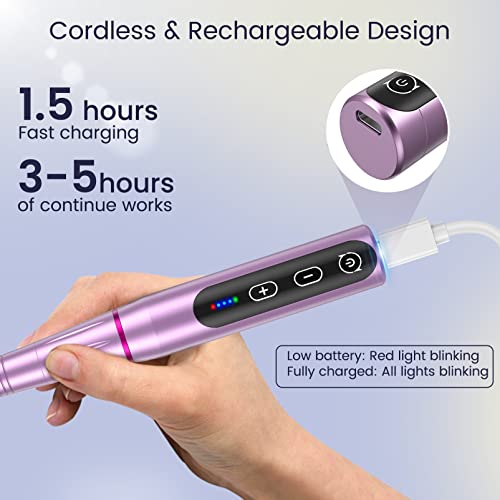 Electric Nail Drill Cordless, Usb Rechargeable 5 Adjustable Speeds Electric Nail File, Professional Nail Drill For Gel/Acrylic Nails With 20000 Rpm, Portable Manicure Pedicure Kit Gifts For Women Mum #TOP1