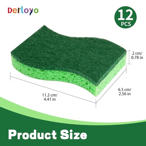 Image of 12 Count Heavy Duty Scrub Sponges,Long Lasting Cleaning Sponges for Cleaning Kitchen and Household, Dishes,Dual Sided Kitchen Sponges for Non-Coated Cookware-Green