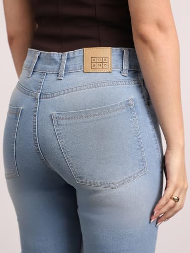 Image of Urbano Fashion Women's Mid Rise Bootcut Washed Jeans Stretchable