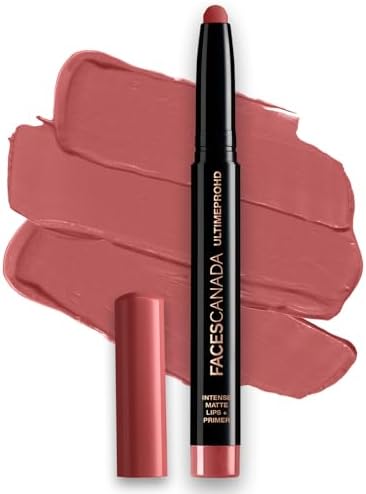 FACES CANADA Ultime Pro HD Intense Matte Lipstick + Primer - Tea Rose (Nude), 1.4g | 9HR Long Stay | Flawless HD Matte Finish | Intense Color | Lightweight | Smooth Glide | Primer Infused