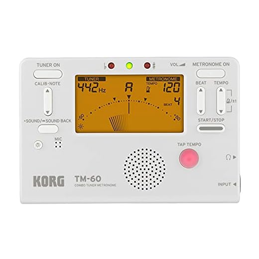 Korg TM60C Combo Tuner Metronome With Contact Microphone, White