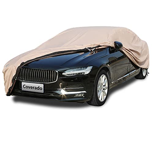 Image of Car Covers for Automobiles All Weather Water Resistant - Coverado Ultra-Protection 6 Layer 300D Heavy-Duty Forro para Carro, Universal Fit for Hatchback (160 inch-172 inch)