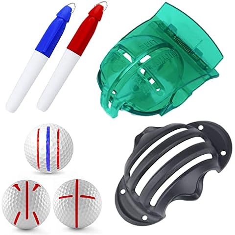 Uniclife 4-8 PCS Golf Ball Liner Template Linear Alignment Kit for Putt Ball Marking Tools with Maximum 4 Golf Ball Line Drawing Marking Stencils and 4 Colorful Marker Pens Cover
