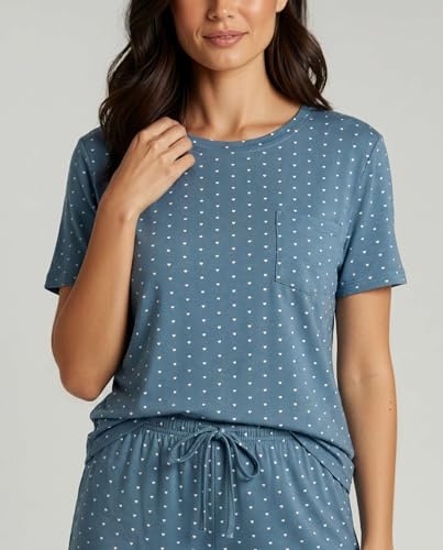 Image of Real Essentials 2 Pack: Women's Short Sleeve Pajama Short Set - Comfy Lightweight Soft Lounge Sleepwear (Plus