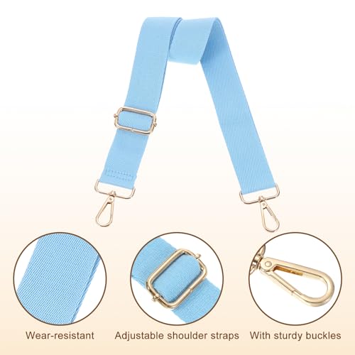 Image of uxcell Wide Shoulder Strap, 3.8cm Adjustable Purse Strap Replacement Crossbody Strap for Shoulder Bag Handbag, Sky Blue, Light Gold Pull Core Buckle