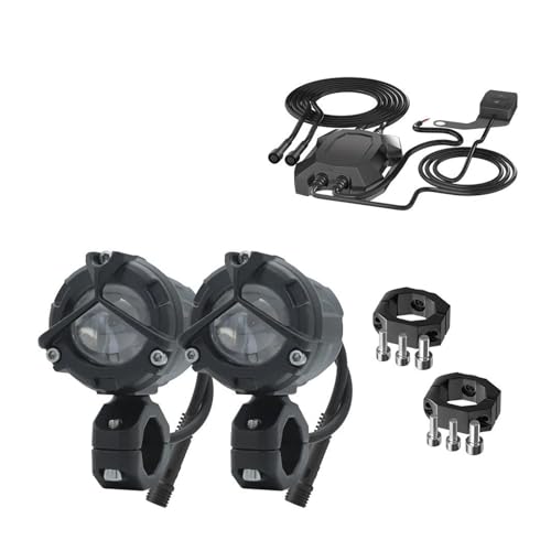 Phare Moto Antibrouillard Led Double Couleur Lampe Conduite Auxiliaire Ensemble Phares