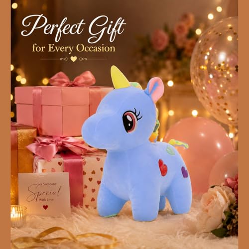 Image of Blue Unicorn 25cm | Ultra Soft Plush Stuffed Toy | Cute Hugging Pillow | Gift for Kids Boys Girls