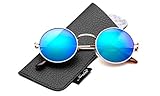 Round Glasses Hippy 60's Vintage Retro Round Sunglasses & Clear Lens (Sunglasses - Green Flash, Green)
