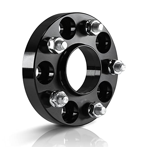 Customadeonly 2 Pieces 1" 25Mm Hub Centric Black Wheel Spacers Bolt Pattern 5X114.3 5X4.5 Center Bore 70.5Mm Thread Pitch 14X1.5 Studs Compatible For 2015 2016 2017 2018 Mustang #TOP2