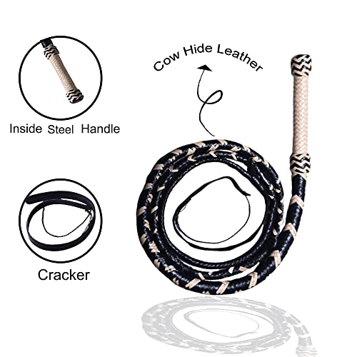 Indiana Jones Whip 4 Ft, 8 Ft And 16 Ft Long 16 Plaits Real Cowhide Leather Whip Equestrian Heavy Duty Bull Whip With Extra Crackers #TOP1