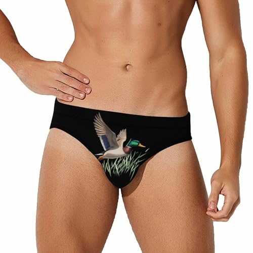 Mallard Duck Flying Mens Swim Briefs Sexy Bikini Swimwear Bathing Suits Trunks