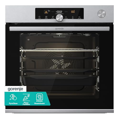 Gorenje OptiBake Advanced BPSA 6747 A08XWI Einbau-Backofen/WiFi Connected / 77L / Heißluft/Pyrolyse/AutoBake/Touch Bedienung/Bratenthermometer/SteamAssist/PizzaMode 300°C/Inox, Edelstahl