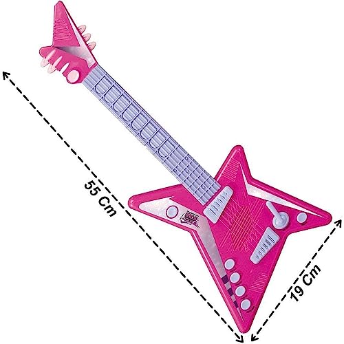 Guitarra Eletrônica Infantil Rock Star Microfone Rosa Menino Menina Cordas Modelo ZP00219 Original Z
