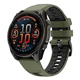 Koelaa 22mm QuickFit Cinturino per Garmin Fenix 7/6/6 Pro/5/8 47mm, Cinturino in Silicone Bicolore Traspirante - Ricambio per Fenix 7 Pro/Forerunner 965/955/945/935/Epix 2 - Verde Militare + Nero