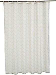 amazon basics Polyester Printed Shower Curtain with Hooks, 6ft, Grey, Washable