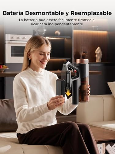 Proscenic P11 Ultra Aspiradora sin Cable 50KPa/500W/50Min, Aspiradora Escoba Vertical Potente con Luz Verde, Cepillo Antienredos y Pantalla LED para Alfombras/Suelos/Pelo de Mascotas - imagen 10