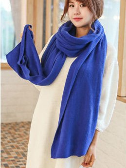 Wander Agio Womens Warm Long Shawl Winter Blanket Scarf Scarf Pure Color Blue