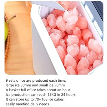 Ice Maker Machine Portable, Nugget Ice Cube Maker for Home Kitchen, Office, Bar & Restaurant with Ice Scoop and Basket - Electric Countertop Ice Maker