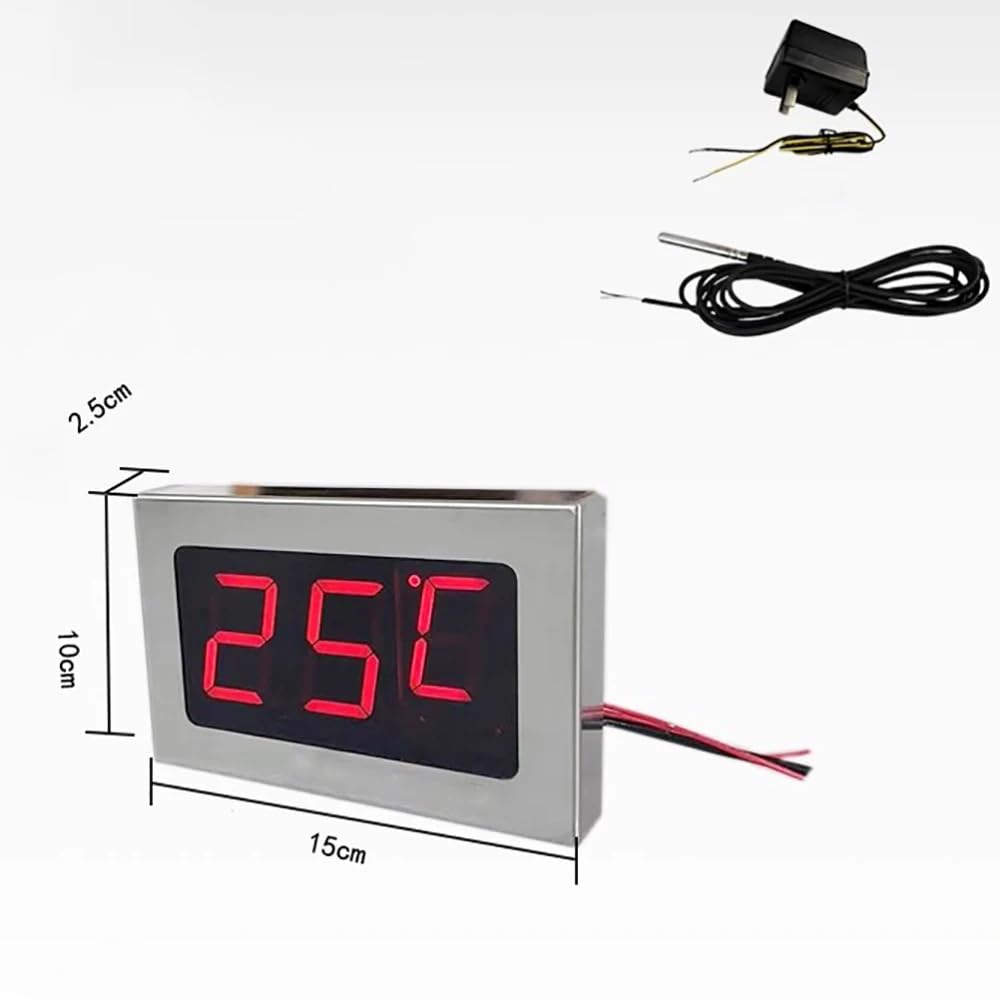 Wysoce precyzyjny termometr cyfrowy z dużym ekranem, wyświetlacz ze stali nierdzewnej 304, do zamrażarki/akwarium/basenu