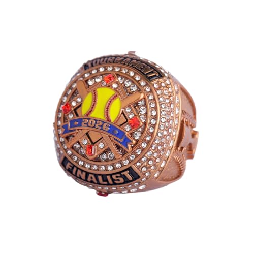 Image of 2 pcs Pack or 12 pcs Pack Softball Championship Trophy Ring Award Gift for Tournament Champion Team palyers Awards Trophy on Side Size 9.5