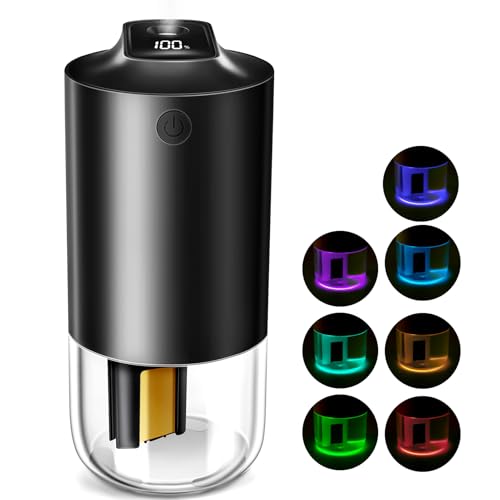 Portable Travel Humidifier 250ml Auto-Purification Dry Air Humidifiers Small Cool Mist Humidifier for Car Auto On/Off Personal Cool Mist Humidifiers for Bedroom Office 2 Mist Modes (Black)