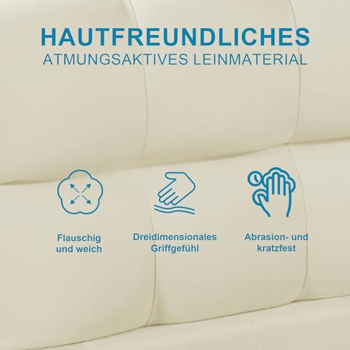 DULRLLY Bubble Bett Polsterbett 140x200 cm,Doppelbett mit Lattenrost, Jugendbett mit Gepolstertes Kopfteil, Gepolstertes Bett für Schlafzimmer und Gästezimmer,ohne Matratze, Leinenstoff (Beige) – Bild 6