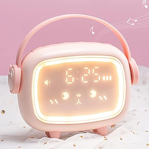 VABOO Kids Alarm Clock,LED Digital Alarm Clock,Wake Up Light & Night Light,Children's Sleep Trainer Clock,2 Alarms/Snooze/Voice Control, Cute Bedside Lamp,Alarm Clock for Girls Boys Bedroom Cover