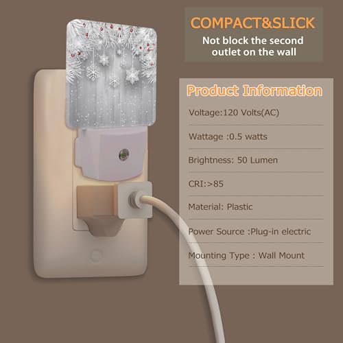 Image of YASHILAIYA Christmas Night Light,Snowflake Winter Night Lights Plug into Wall with Dusk to Dawn Light Sensors Nightlights for Bedroom Bathroom Hallway Kitchen Gifts Ideal for Girls Women