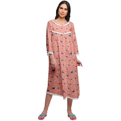Moomaya Cotton Printed Button Down Nightdress for Women Nursing Night Gown Cover