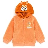 Bluey Bingo Toddler Boys Cozy Sherpa Zip Up Cosplay Hoodie Orange 3T