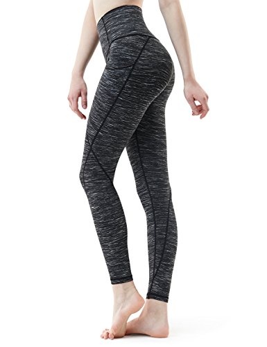 Calça feminina de ioga TSLA de cintura alta com bolsos, calça capri de ioga com controle de barriga,