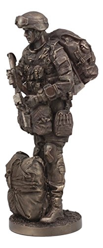 Ebros Gift Gifts & Decor Ebros Large Military War Soldier Modern Paratrooper Carrying Rifle Statue 12.75 Inch Tall Patriotic Covert Airstrike Tactical Air Unit Figurine thumb #1