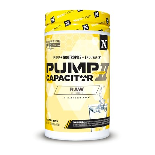 Image of Nutrithority Pump Capacitor Non-Stimulant Sugar-Free Pre Workout for Men & Women, Unflavored, 40 Servings - Nitric Oxide Booster, Intense Focus, Powerful Pumps & Strength Gains