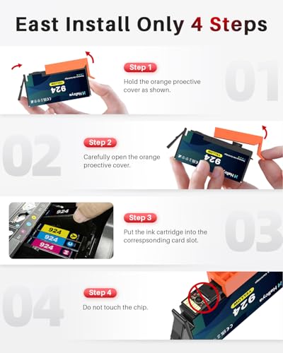 Halloya 924e 924 Multipack mit Chip Kompatibel für HP 924 Patronen für HP OfficeJet pro 8122 Patronen 8120 8132 8130 8124 8125 8134 8135 (924e Schwarz Cyan Gelb Magenta, 4er-Pack)