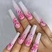 WOKOTO 10 Rolls Rose Flowers Nail Foils Transfer Stickers for Women Nails Designs, Pink Rose Flower Nail Transfer Foils Sheet Decals Floral Nail Art Foil (1.57inch×39.4inch)